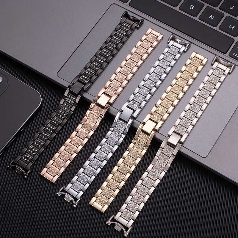 Suitable for Xiaomi 9 Bracelet Strap Wristband High-End Metal Three-Bead Diamond Bracelet Ceramic Version Smart Watch Suitable for Xiaomi 9 Bracelet Strap Wristband High-End Metal Three-Bead Diamond Bracelet Ceramic Version Smart Watch