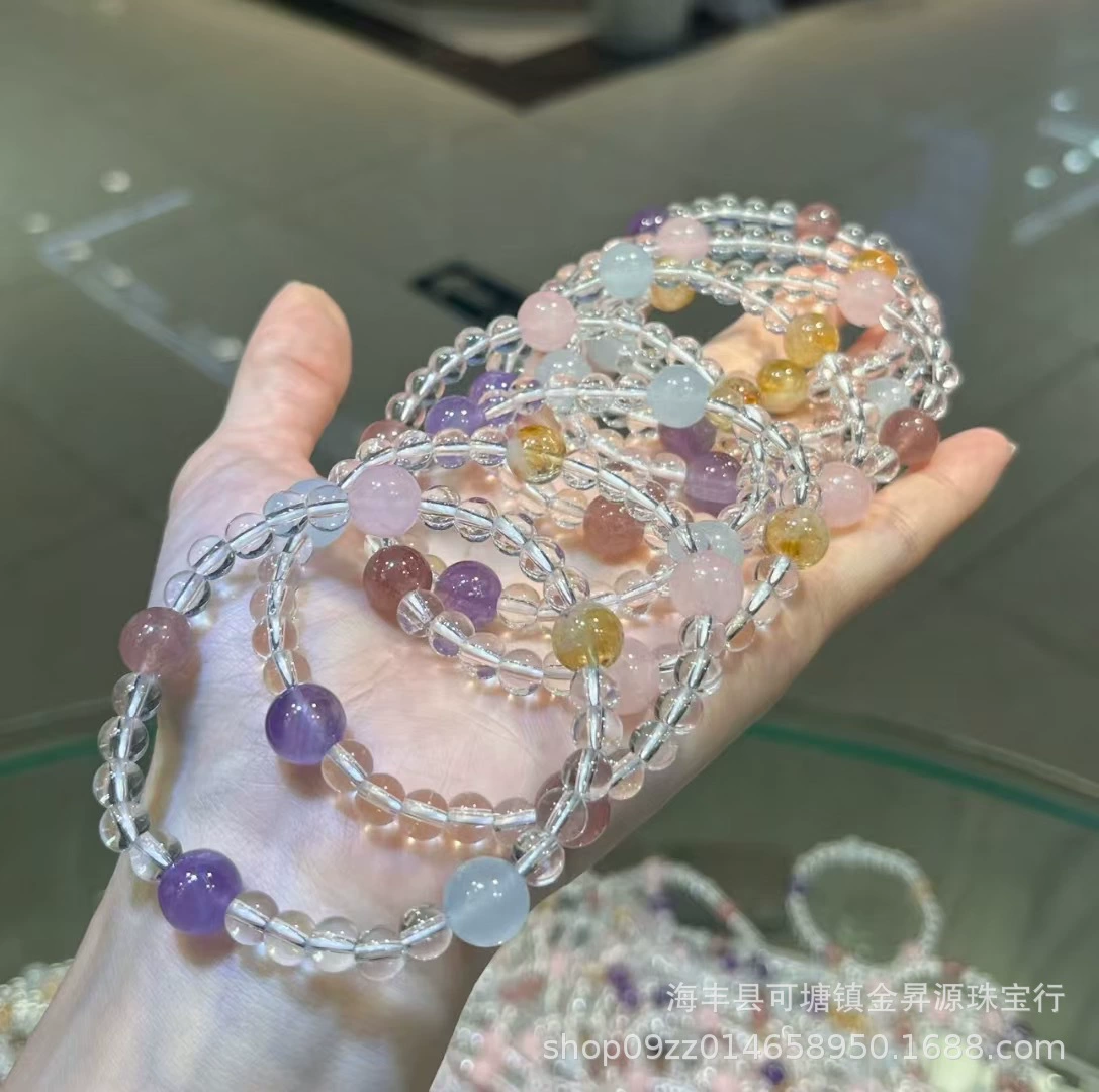 Organic crystal with amethyst, bracelet, chain, simple and elegant design, light luxury style