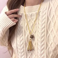 2025新款小众设计个性夸张金色流苏项链女ins毛衣链女