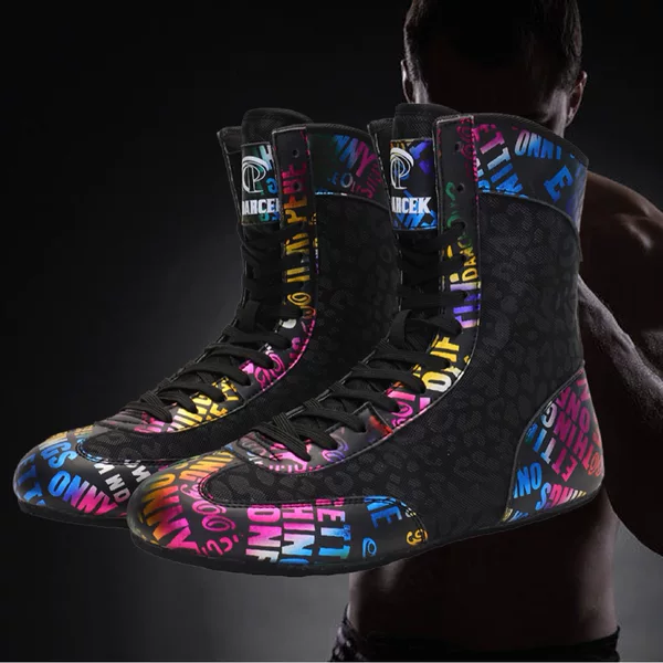 Boxing Shoes, Sanda Fighting Boots, Wrist Shoes, Training Competition Sports Practical Boxing Shoes, High-Top Professional Shoes