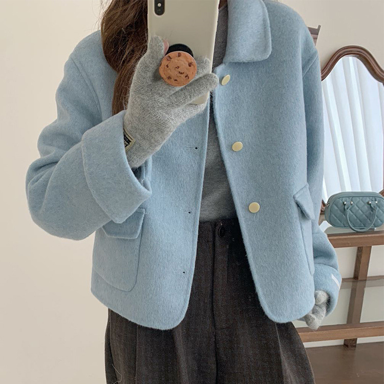 Off-Season Deals! Doll Collar Woolen Coat for Women, Short Style, Age-Reducing, Chanel-Style Double-Sided Wool Coat, Korean Version