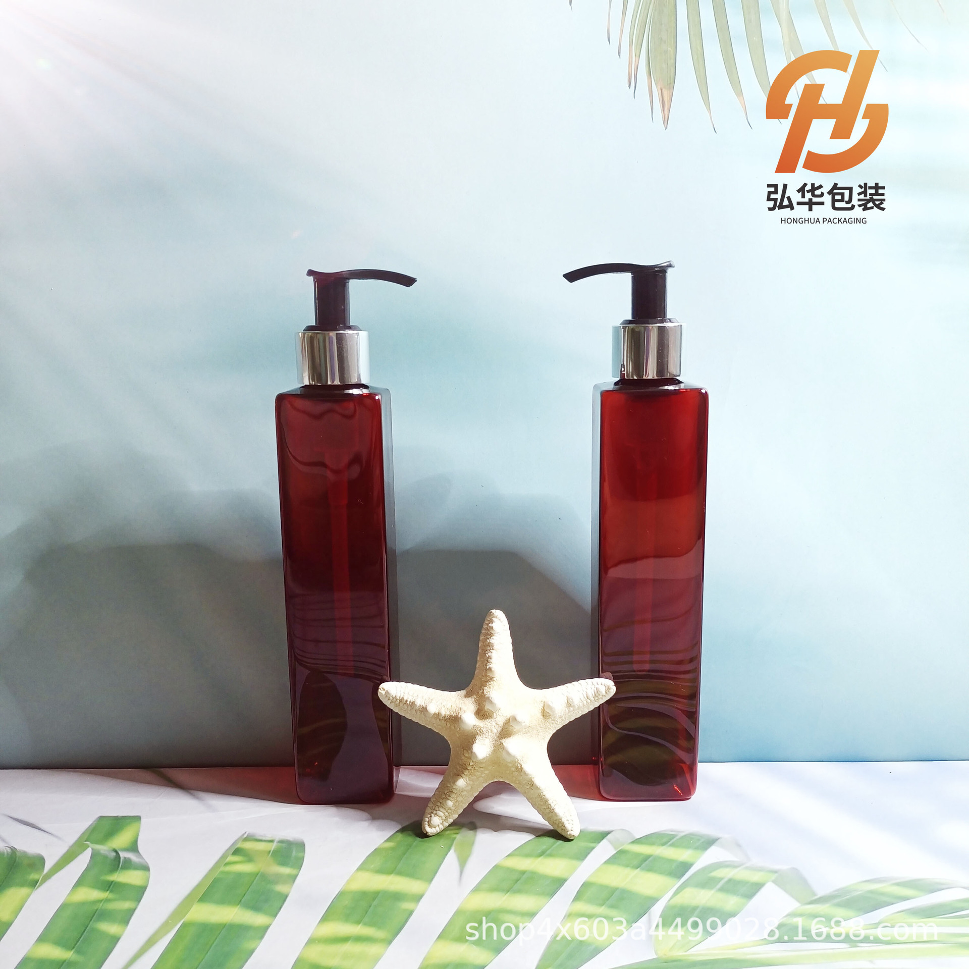 厂家批发200ml新款高档红色长方形乳液塑料瓶沐浴露瓶洗发水瓶