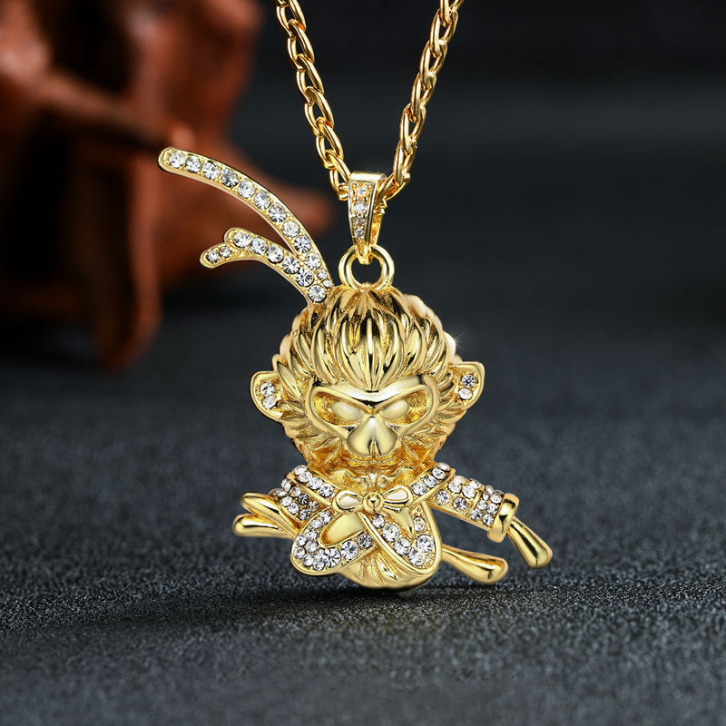 Black Myth Wukong Pendant Solid Pendant Necklace Gold Hoop Rod Tight Hoop Curse Pair Ring Chinese Style Necklace_voghion.com