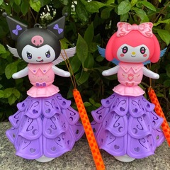 中秋節ポータブルランタンおもちゃライトミュージックオープンスクリーンウォーキングクーロミメロディープリンセスガールランタンギフト