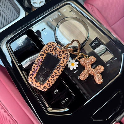 cat design, leopard print, Camry, Static Rod/Key Bag - toyota-b-pink-diamond-puppy