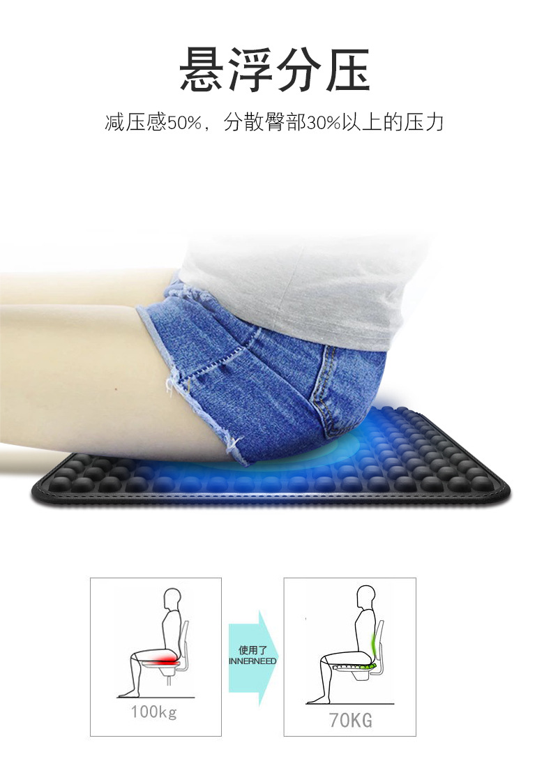 Car Seat Cushion Summer Cooling Cushion Gel Breathable Ventilated Butt Cushion Seat Cushion Cool Seat Cushion Single Piece Neutral for All Seasons
