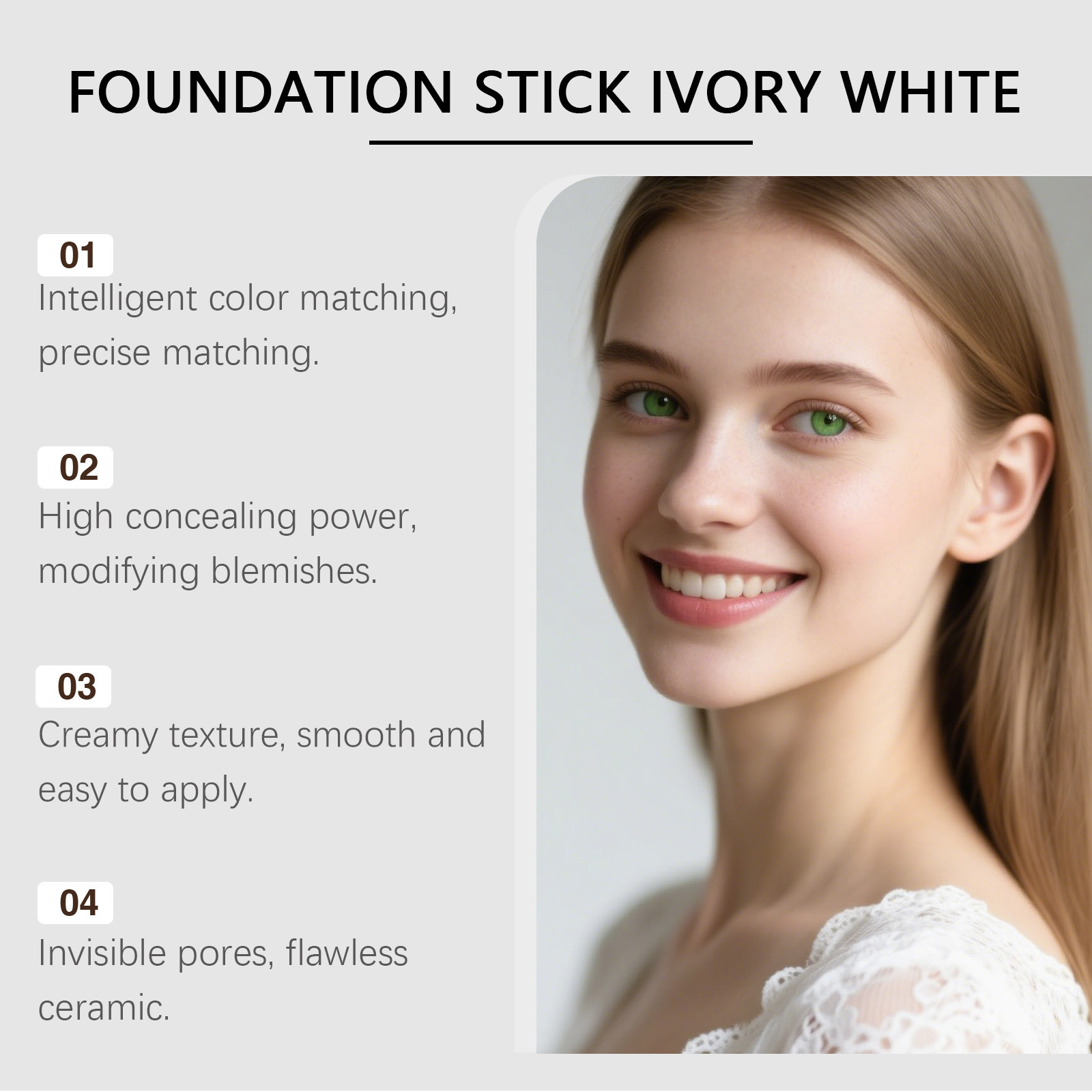 2-in-1 Color-Adjusting Foundation Stick (Nude Color) Lightweight, Smooth, and Long-Lasting Moisturizing Foundation Makeup