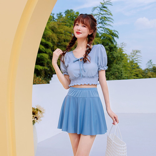 Women's swimsuit ins style slimming split two-piece boxer skirt style hot spring small fresh and cute Japanese student swimsuit