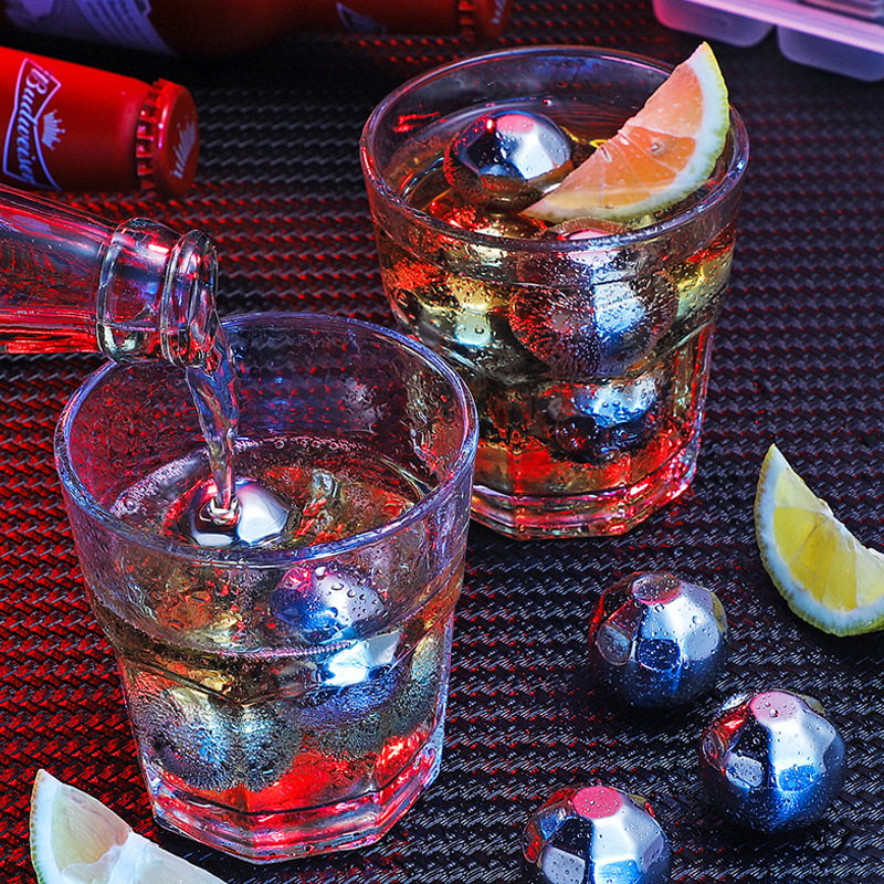 304 de acero inoxidable cubo de hielo congelado partículas de hielo de metal clip de partículas de hielo creativo whisky de acero inoxidable cubo de hielo congelado hockey sobre hielo