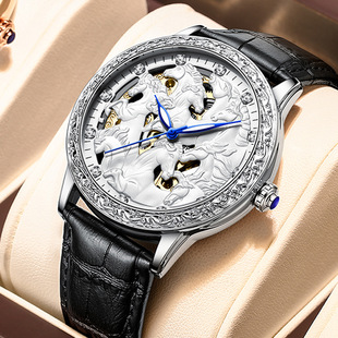 Live Explosions Golden Seton Brand 3D Carving Eight Horse Fashion Hollow Automatic Mechanical Watch Waterproof Watch