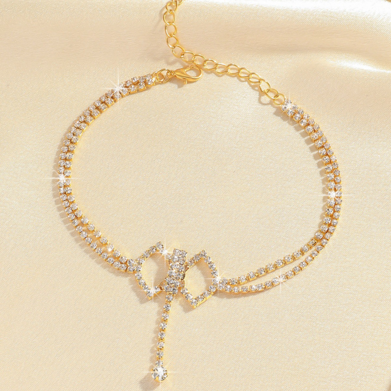 Anel de fivela de arco retrô coreano requintado tornozeleira personalidade diamante praia ornamentos para os pés mulheres_voghion.com