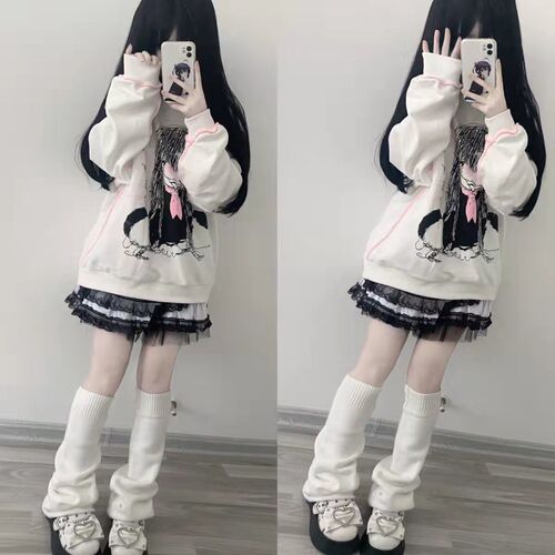 Millennium subculture new solid color knit loop socks set for women, Japanese and Korean style JK foot socks set, versatile calf length socks