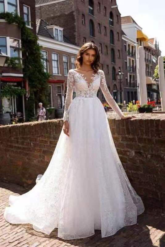 Wedding dress 2021 new foreign trade V-n...