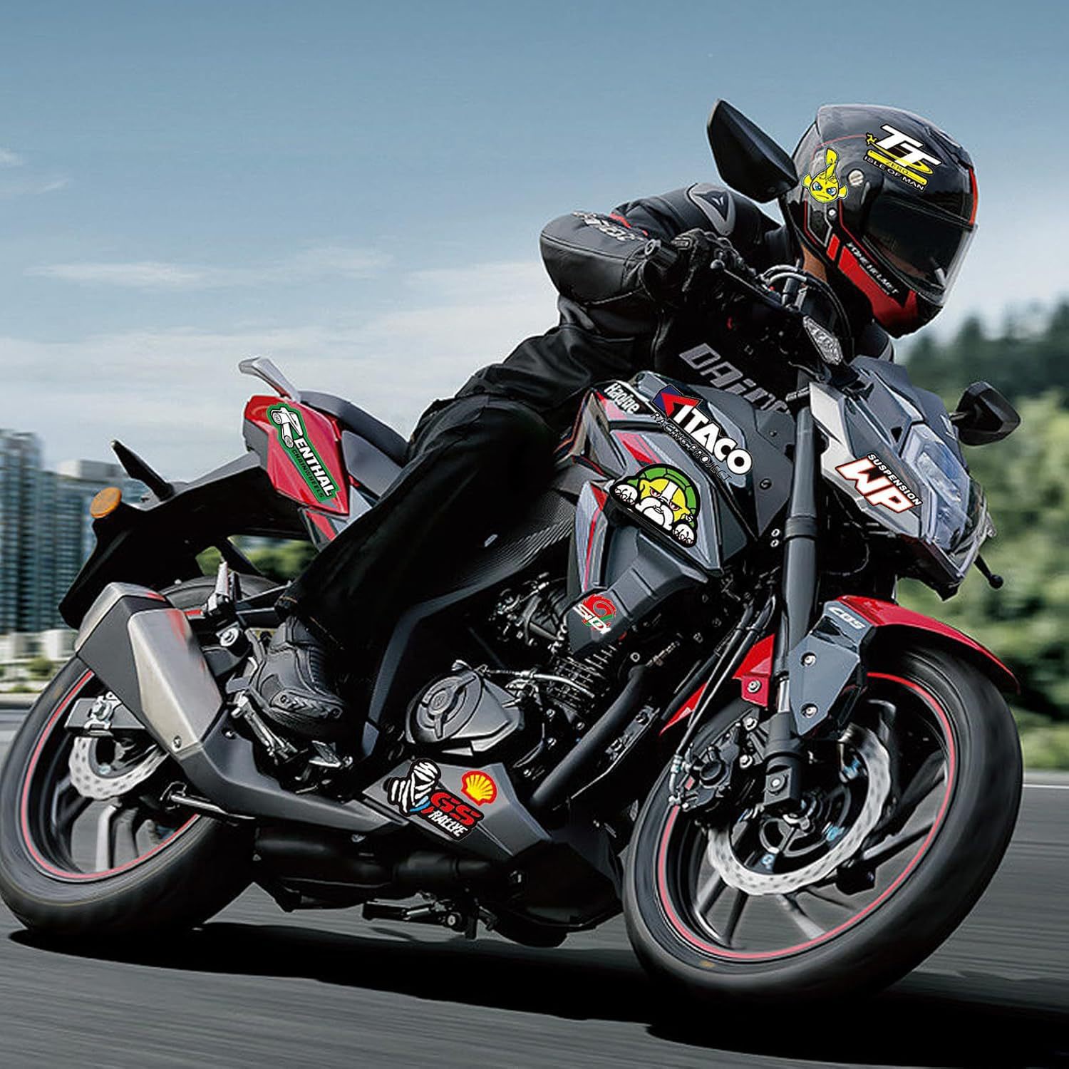 Etiqueta engomada de la motocicleta de Amazon Etiqueta engomada de la personalidad del casco del coche se puede personalizar material impermeable