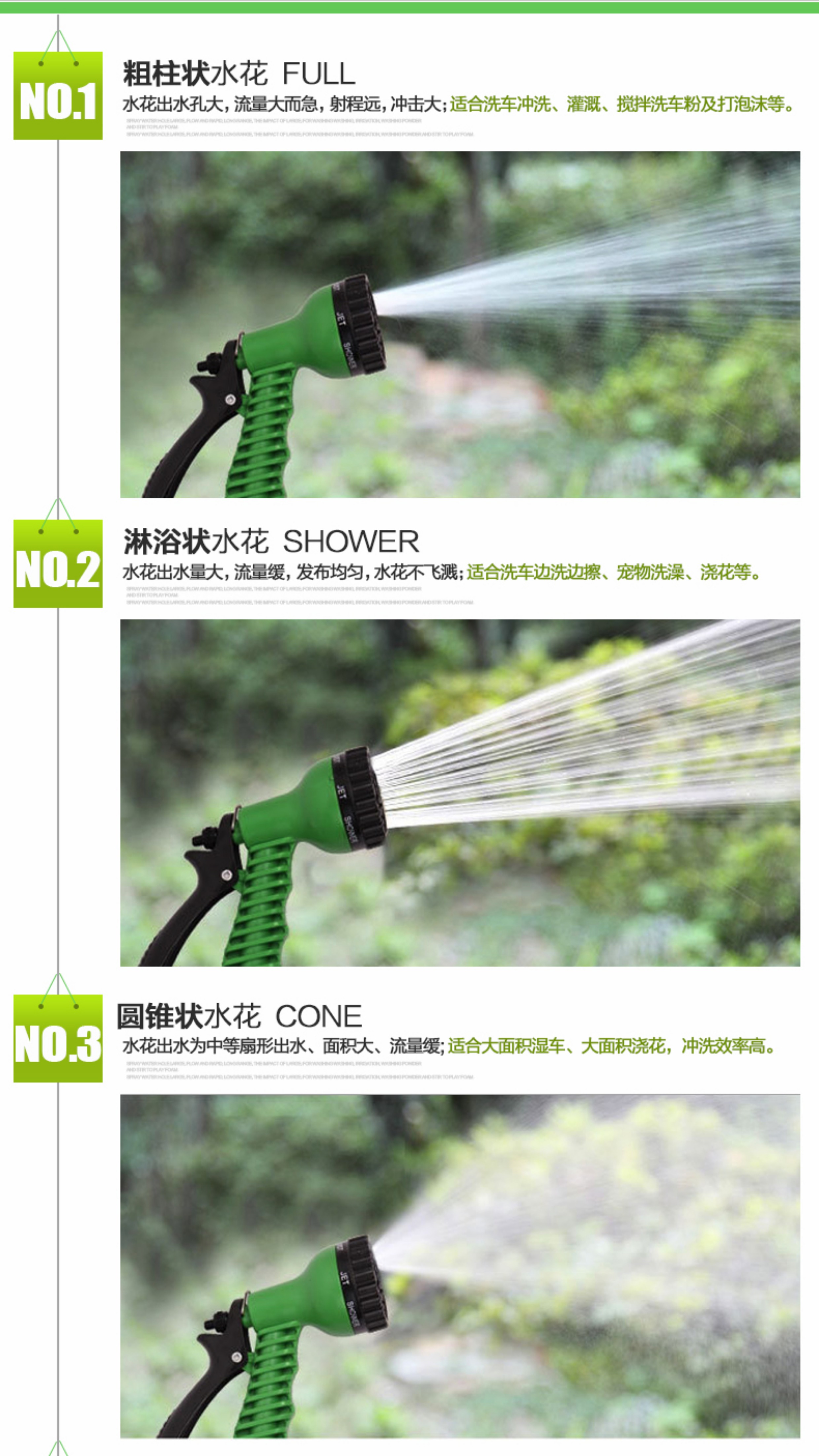 High-pressure car wash water gun hose, car washing water pipe, multifunctional water gun, household flower watering retractable hose set