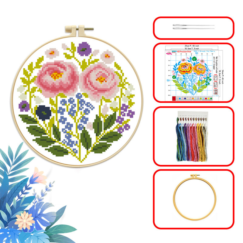 Mona Lisa Royal Crosspointed Flower Collection New Hermoso Estética Moderno Sala de estar Bordado a mano image 8