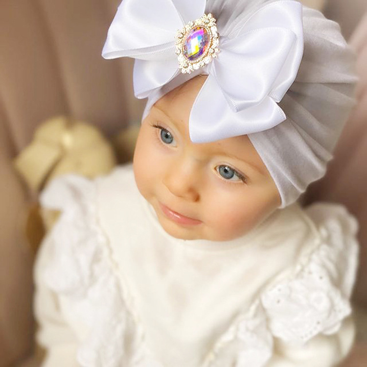 17g Weight Wedding Occasion Bow Knot Pattern Unisex Gender Fashion Style Grey, White, Pink, Purple, Red, Blue, Yellow, Black Color One Size Size Wholesale Children's Solid Color Big Bow Rhinestone Hedging Hat Nihaojewelry 6