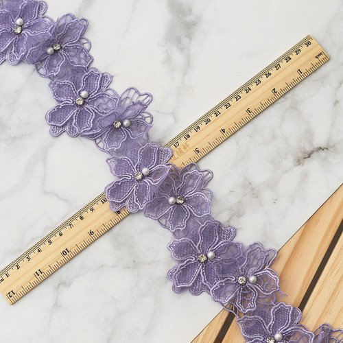 8cm wide colorful double-layer beaded and rhinestone hand-embroidered edge for clothing, curtains, home textiles and decorative accessories