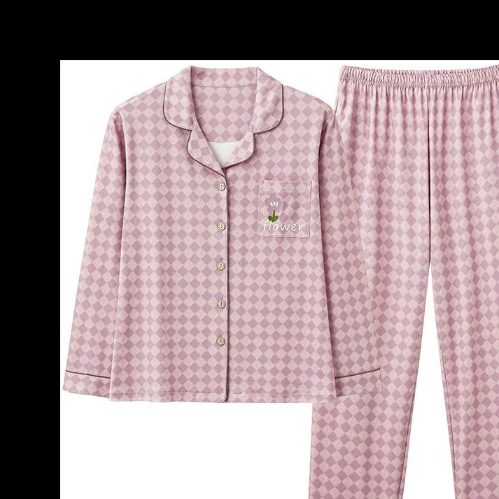 Pijamas de nuevo estilo para mujer primavera y otoño cardigan de manga larga de gran tamaño, las madres de mediana edad pueden usar trajes exteriores, servicio a domicilio de alta gama