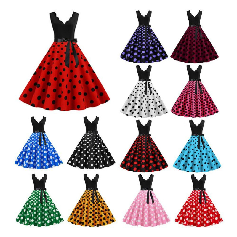 2021 fashion stitching wave dot printing sleeveless burning flower wave dot printing party big dress 2021 fashion stitching wave dot printing sleeveless burning flower wave dot printing party big dress