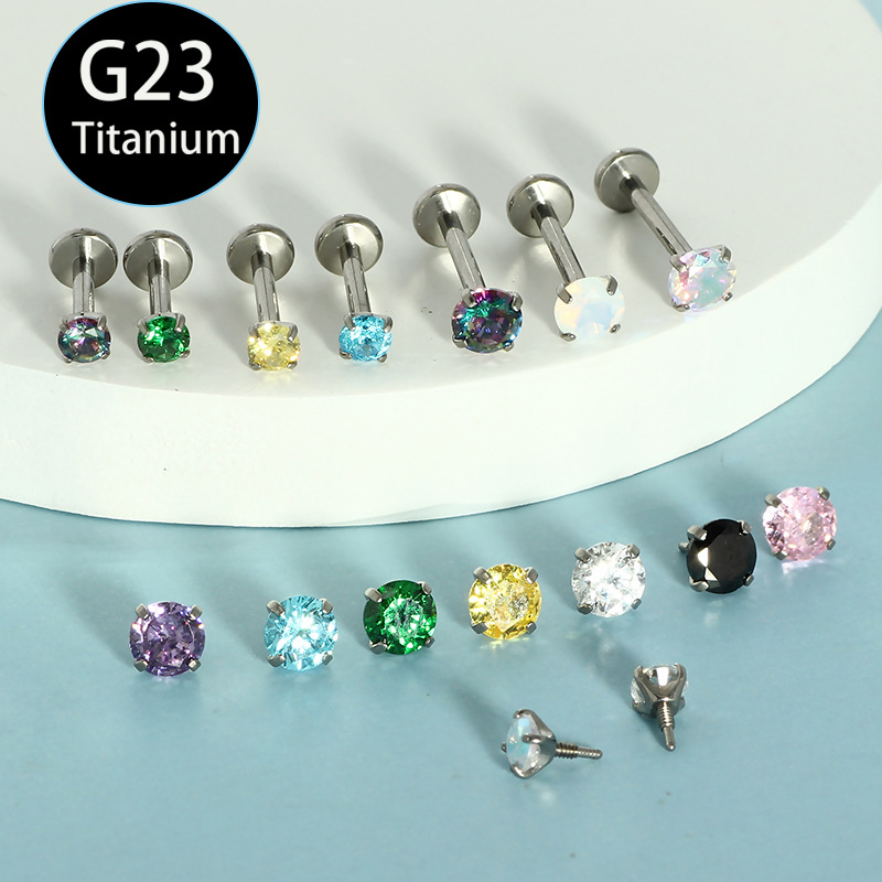 16G labret stud size and finish detail