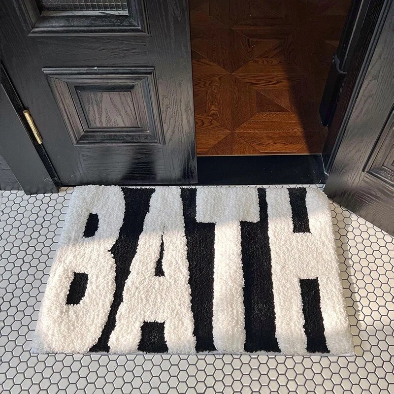Creative Text Imitation Cashmere Bathroom Absorbent Non-Slip Floor Mat Small Fresh Entrance Door Mat Bedroom Bedside Carpet