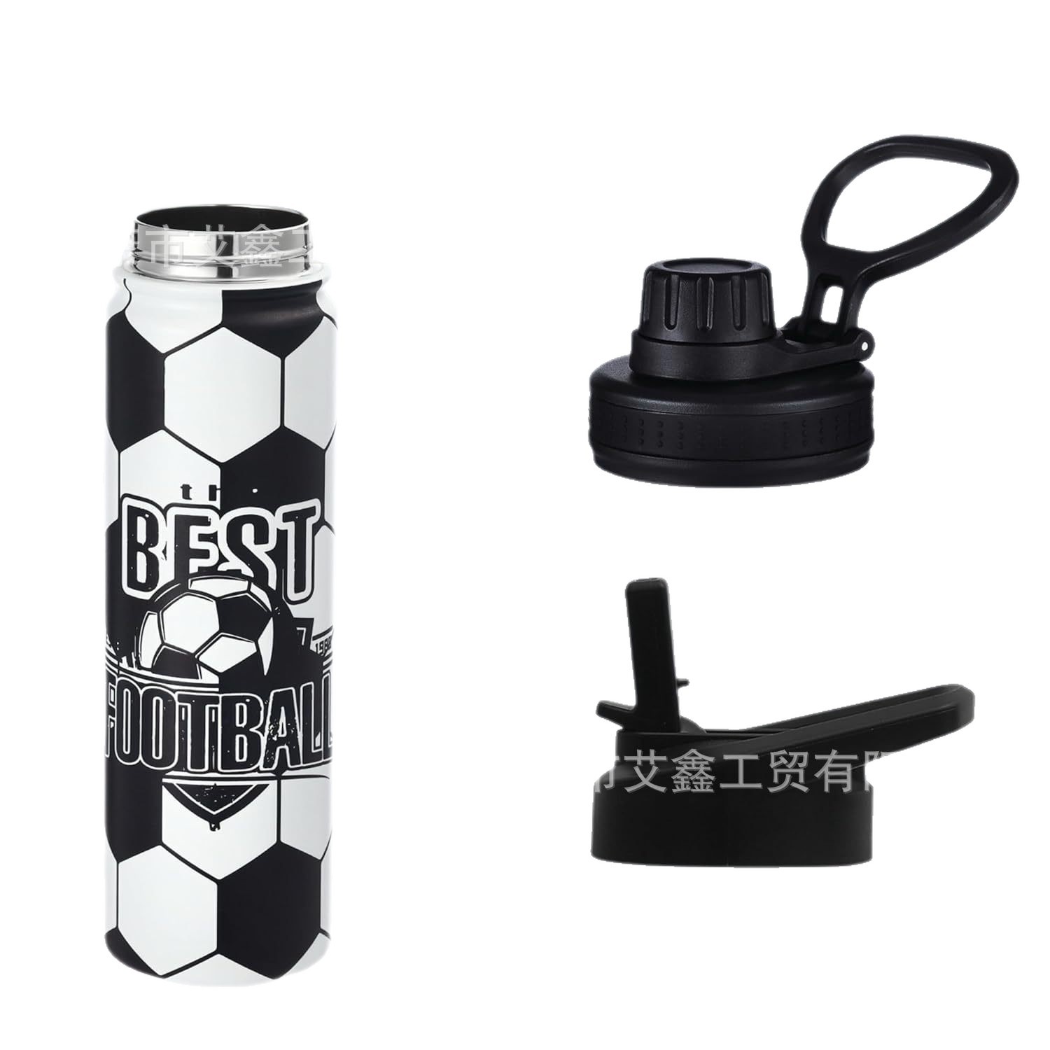 适合旅行运动水瓶,22盎司双层不锈钢运动瓶个性化图案足球礼物