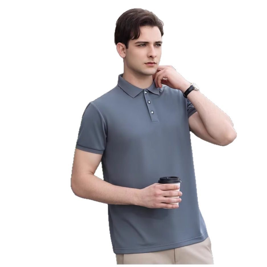 POLO camiseta de hombre de manga corta casual lujo ligero de negocios verano nuevo collar blusa de color sólido media manga pedidos de comercio exterior