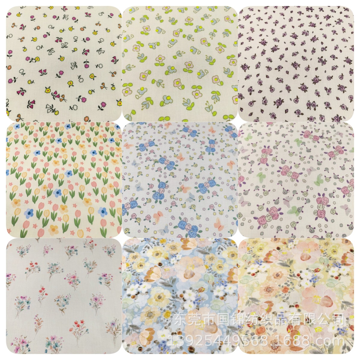 田园小清新玫瑰花 纯棉60支仿天丝印花 春夏款服装家居服面料