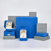 定制批发高档奢华蓝色耳环戒指手链项链珠宝包装饰品首饰盒丝绒