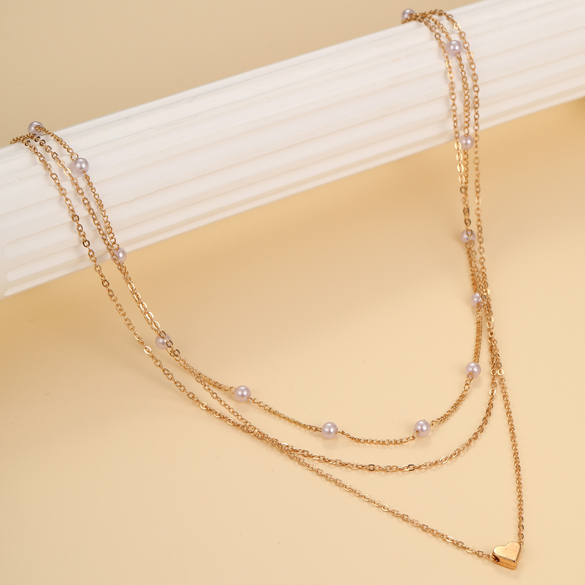 Multi-layer Heart Pearl Gold Necklace For Women Statement Jewelry_voghion.com