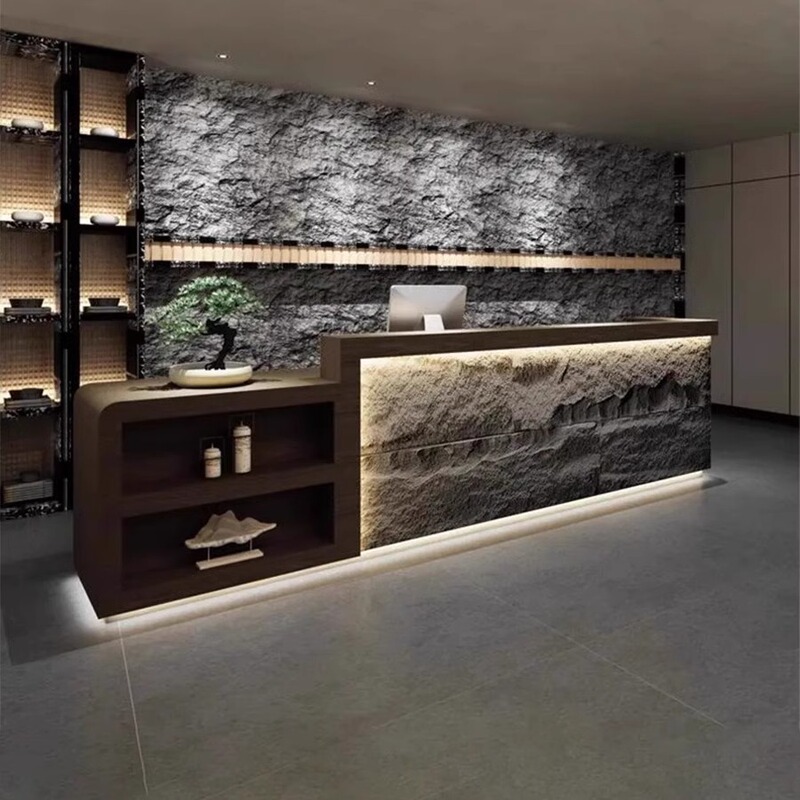 Chinese Retro Homestay Hotel Fake Stone Front Desk Restaurant Cashier Teahouse Ear-picking Foot Bath Bar Company Reception Desk