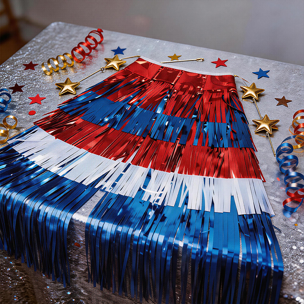 Día de la Independencia transfronteriza capa rojo, blanco, azul, sopa de bordas, 250 años de la decoración del desfile patriótico, espectáculo de vestuario image 2