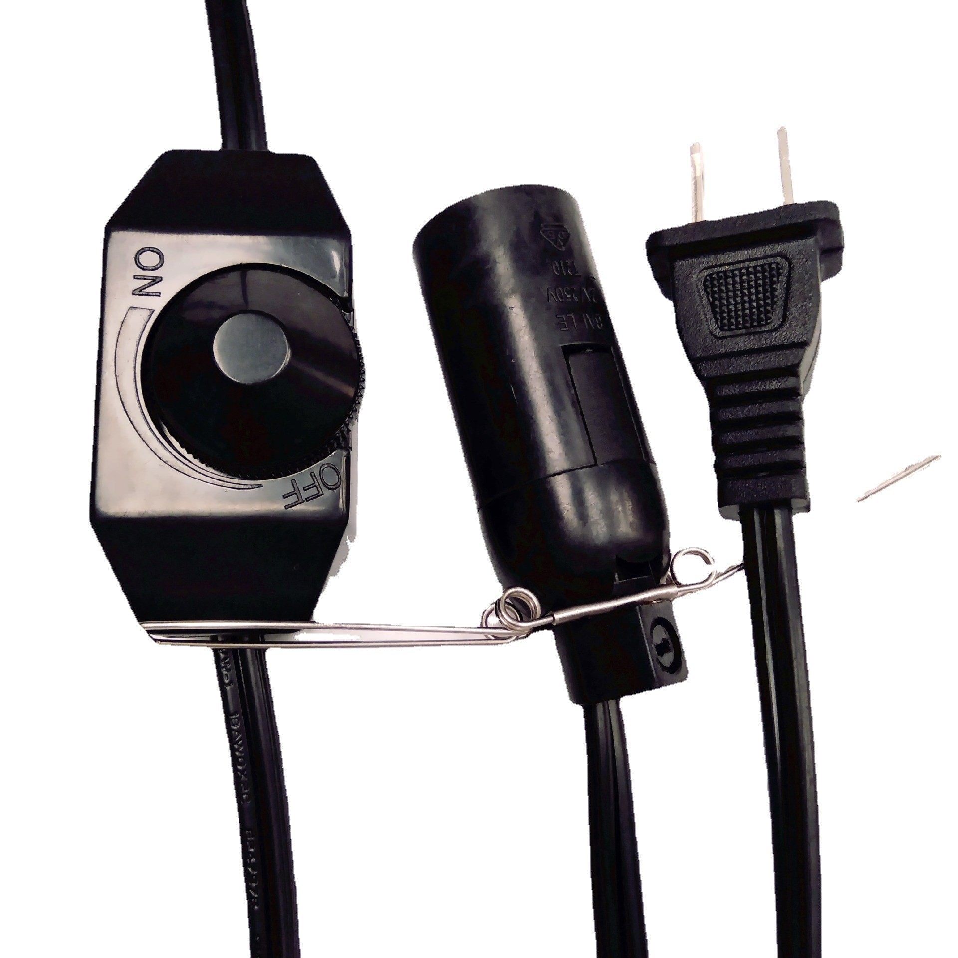 美规二芯插头电源线 美式美标调光开关线 盐灯电源线 美规大小片