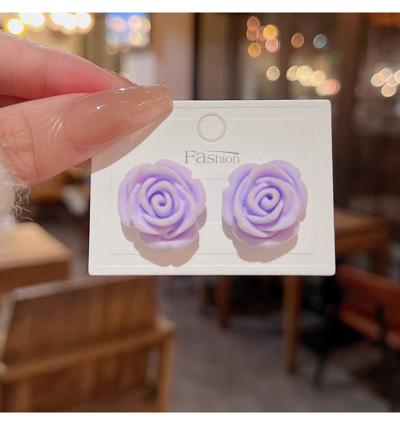Elegant Flower Resin Flocking Womenu0027S Ear Studs 1 Pair
