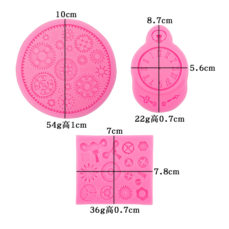 Reloj de bolsillo dibujos animados engranaje punk chocolate fondant cake decoración arcilla modelado mecánico molde Silicona