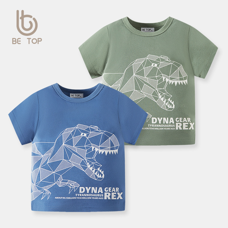 Camiseta de manga corta para niños dinosaurio de dibujos animados de verano para niños ropa para niños tops de media manga para niños