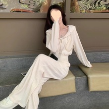 休闲2024运动套装女秋冬新款时尚宽松开衫卫衣外套高腰长裤两件套