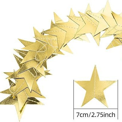 Golden Blue silver Multicolor Five-Corner Star Flower Hanging Ornaments Paper String Holiday Party Props Decoration Hanging Ornaments