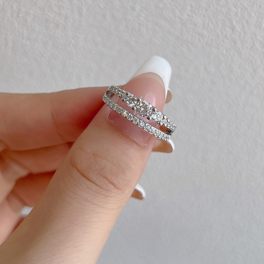 Fashion Geometric Sterling Silver Plating Zircon Rings 1 Piece