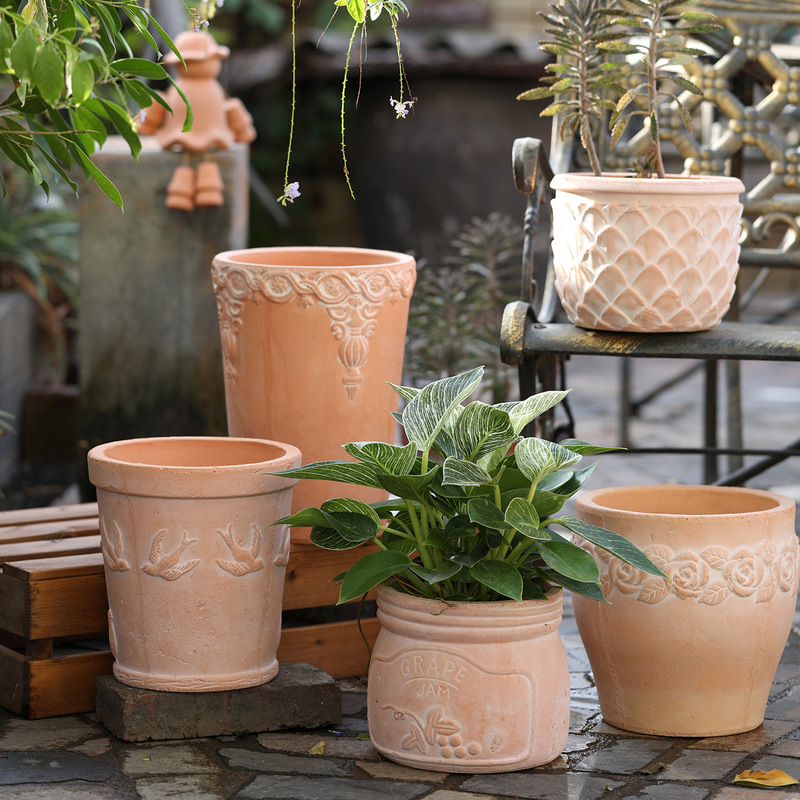 Rough Pottery Pure Retro White and Red Pottery Handmade Pots for Garden Balcony Courtyard Flower Planting Breathable and Durable Rough Pottery Flower Pots Rough Pottery Pure Retro White and Red Pottery Handmade Pots for Garden Balcony Courtyard Flower Planting Breathable and Durable Rough Pottery Flower Pots