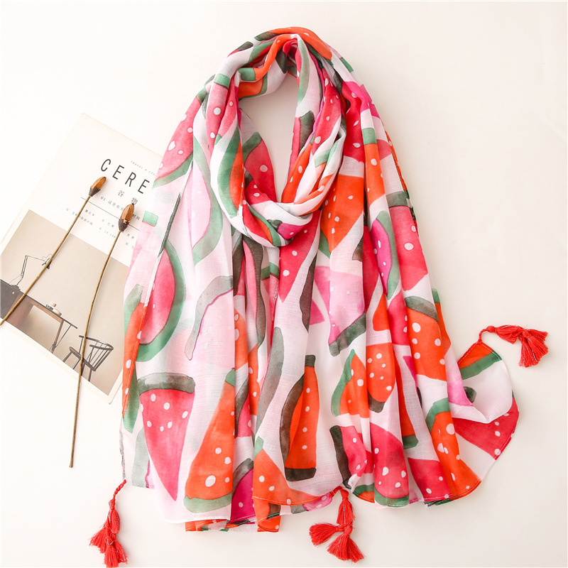 Fashion Clashing Color Watermelon Sunscreen Shawl Wholesale Nihaojewelry display picture 3