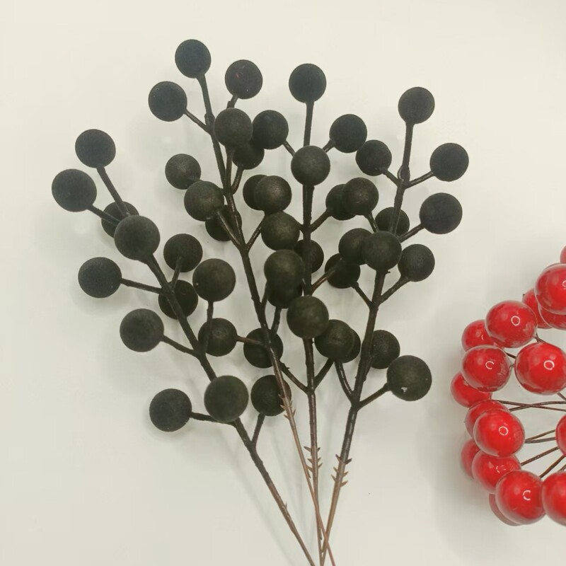 新款防冬青果仿真植绒十二叉红果圣诞春节婚庆|undefined