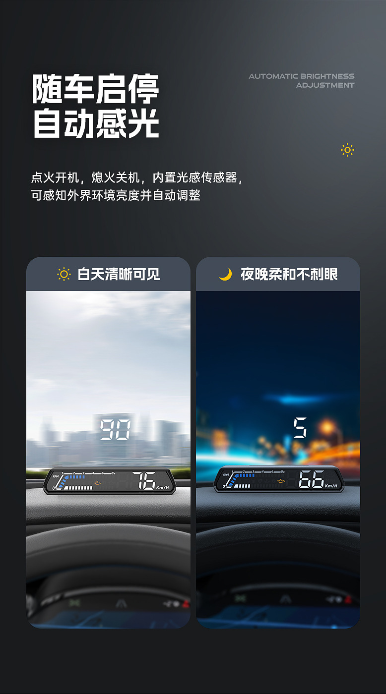 Hud Head-Up Display Obd Multi-Function Car Instrument Oil Temperature Transmission Oil Temperature Monitoring Dual Display S100