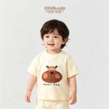男童夏季衣服新款儿童t恤女童t圆领宝宝休闲夏装平肩短袖童装批发
