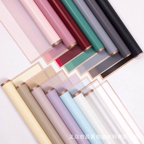 Changyi Gold-Edged Jelly Matte Waterproof Foil Rose Flower Gift Wrapping Paper Solid Color Bouquet Wrapping Material