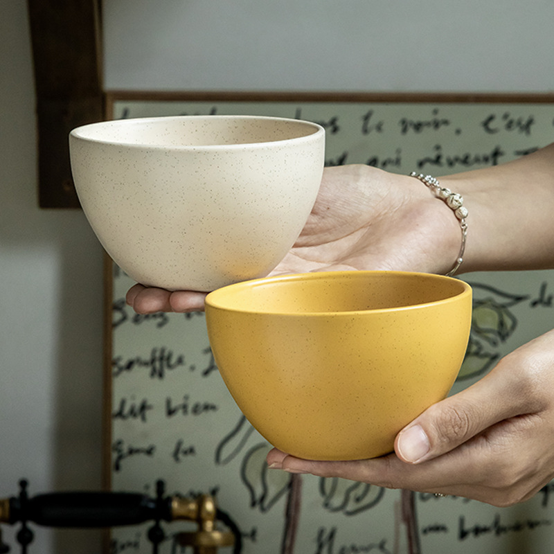 Cuencos de arroz de 4.5 pulgadas de alto valor nominal de sésamo, cuencos de arroz de cerámica domésticos, exportación transfronteriza