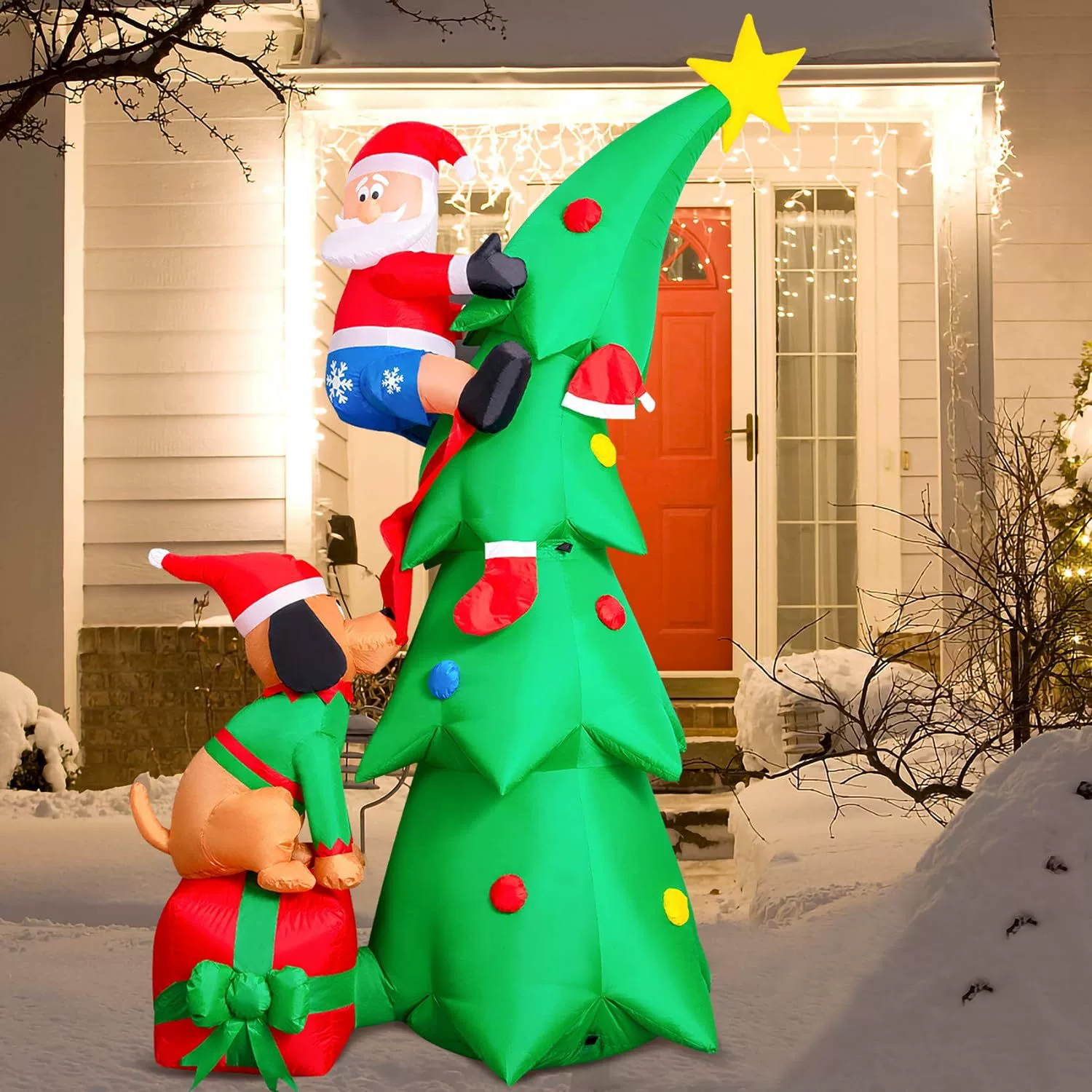 Трансграничные поставки надувные рождественские елки украшения с светодиодным освещением для внутреннего и наружного двора для вечеринок в саду во дворе газон