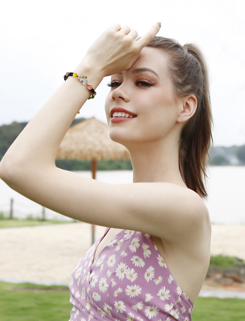 Fashion Heart Shape Agate Knitting Bracelets 1 Piece