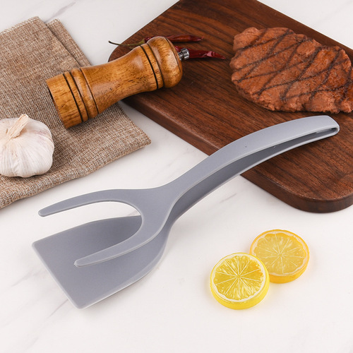 High-temperature resistant nylon pan turner and food tongs two-in-one pan fish turner and steak tongs bread tongs outdoor barbecue meat tongs